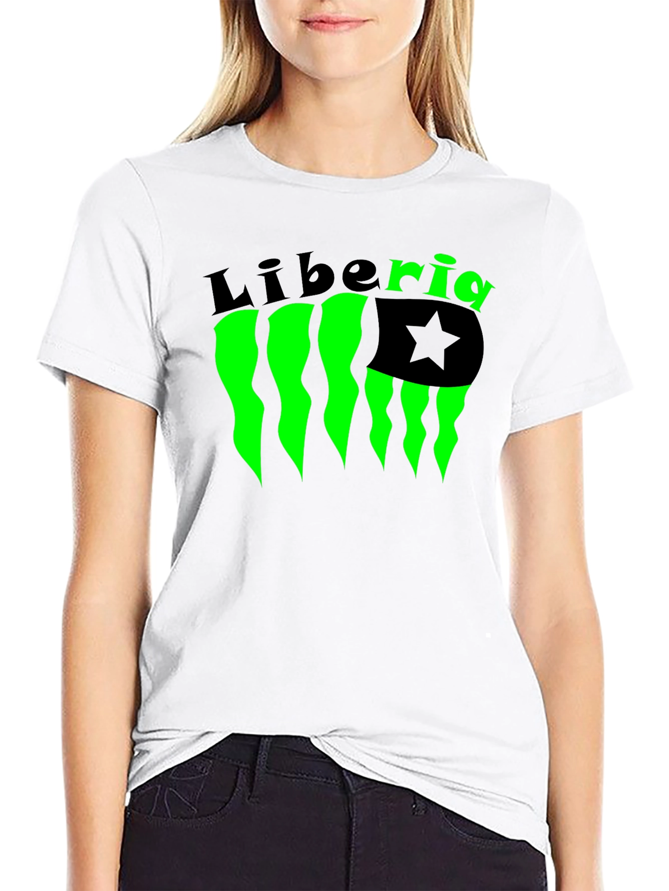 Liberia Flag Graphic Tee - Black