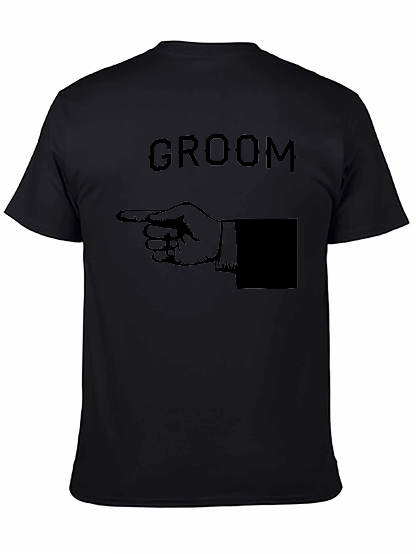 Groom Pointing Hand Graphic T-Shirt - Black