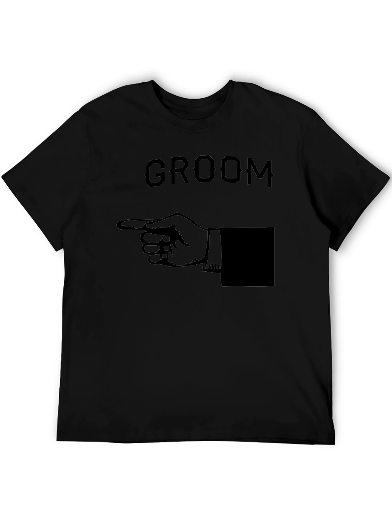 Groom Pointing Hand Graphic T-Shirt - Black