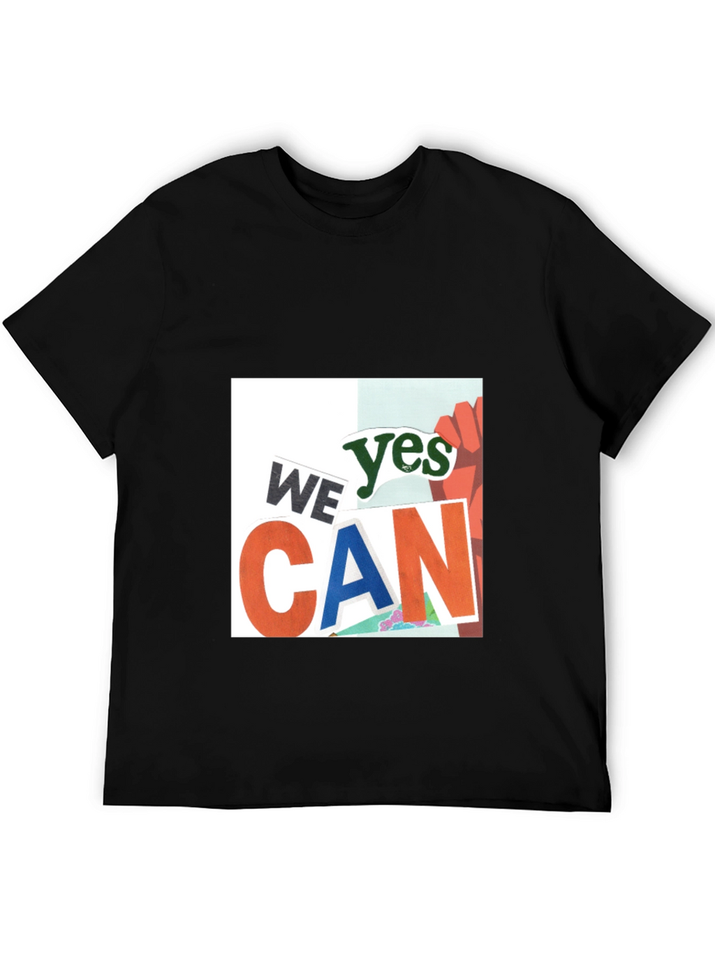 We Yes Can Graphic Print Black T-Shirt