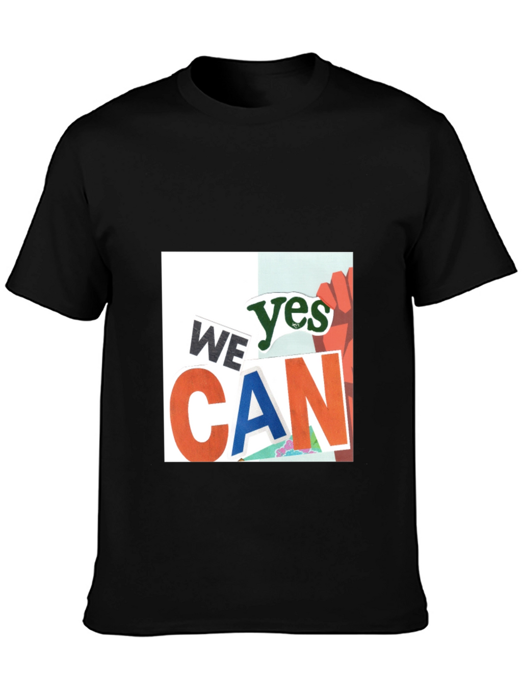 We Yes Can Graphic Print Black T-Shirt