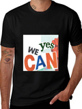 We Yes Can Graphic Print Black T-Shirt