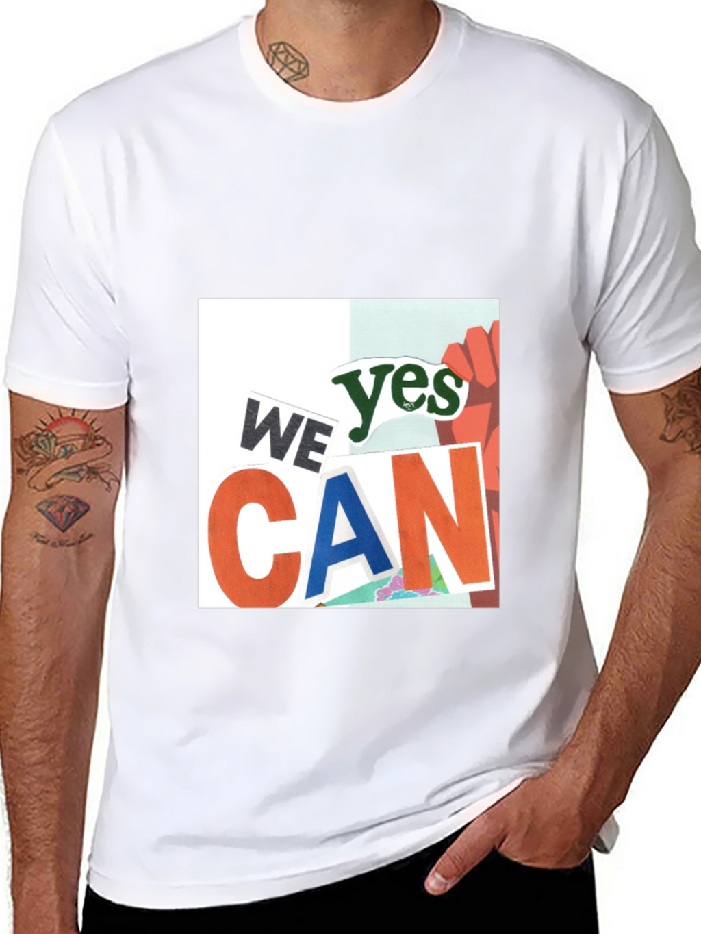 We Yes Can Graphic Print Black T-Shirt
