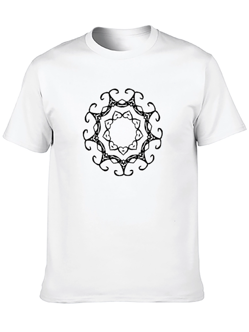Black T-Shirt with Ornamental Circle Design