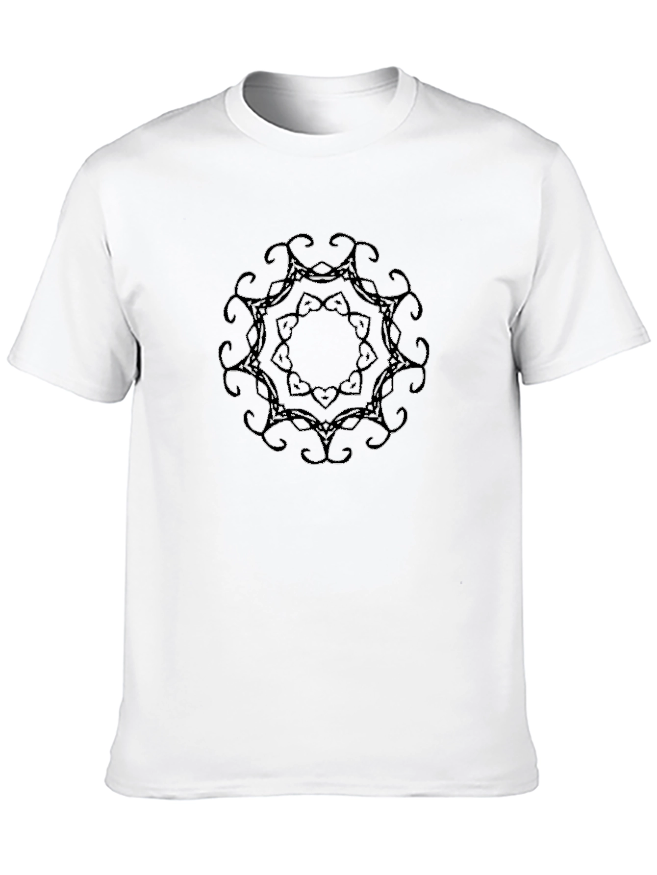 Black T-Shirt with Ornamental Circle Design