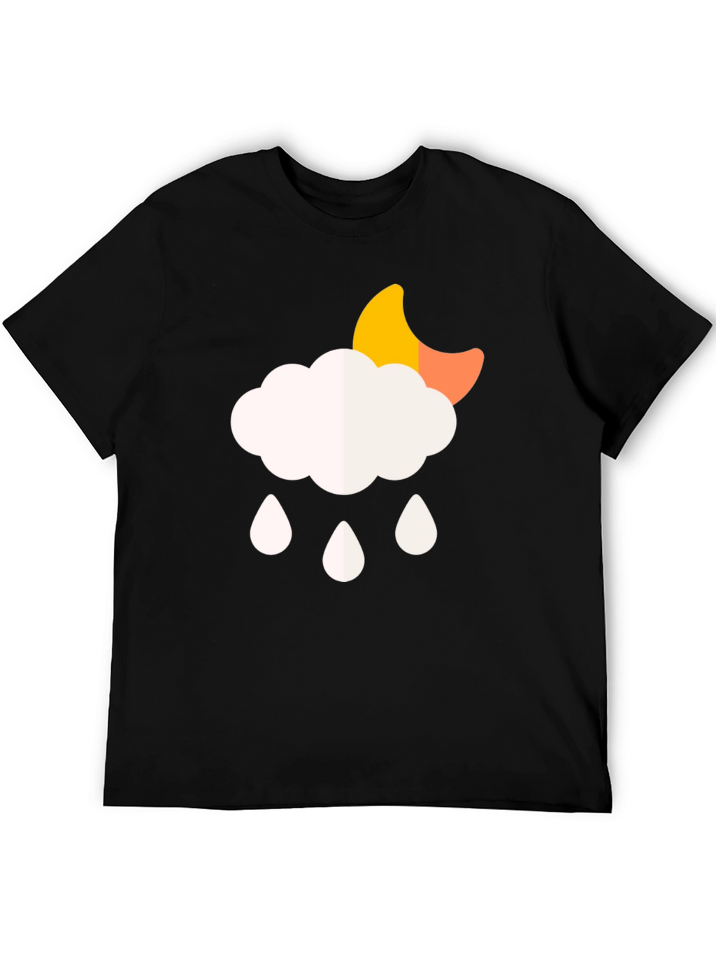 Cloud Rain Moon Graphic T-Shirt - Black