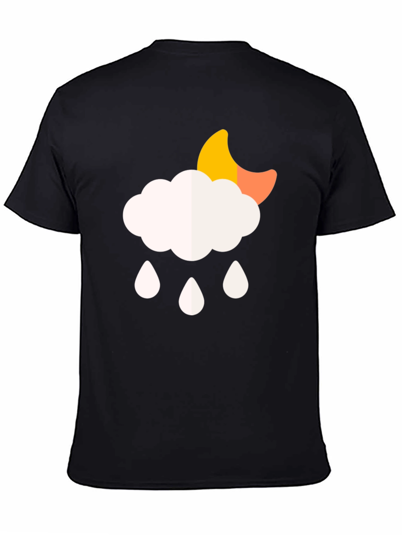 Cloud Rain Moon Graphic T-Shirt - Black