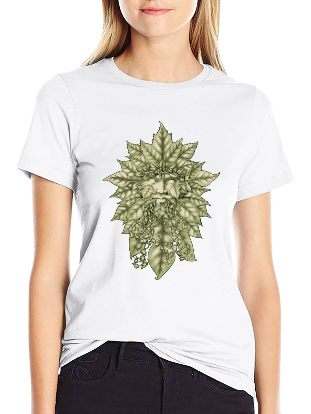 Green Man Leaf T-Shirt - Nature Inspired Graphic Tee