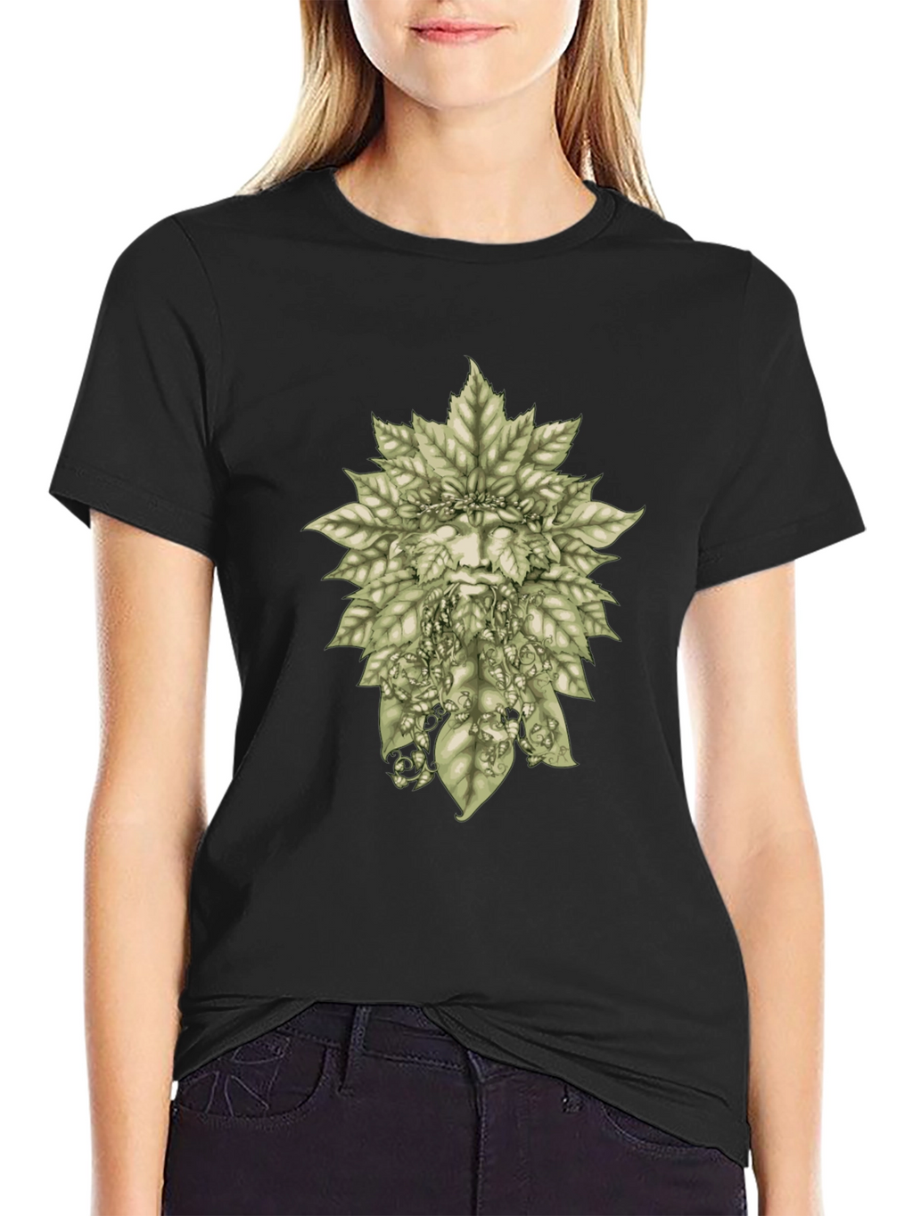 Green Man Leaf T-Shirt - Nature Inspired Graphic Tee