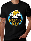 Happy Day Graphic Tee - Black Cotton T-Shirt