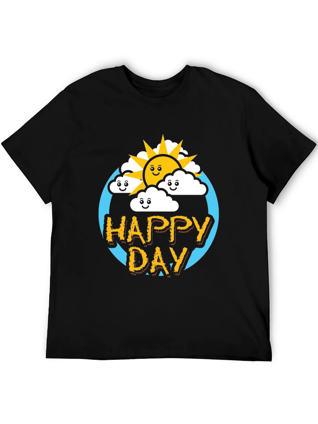 Happy Day Graphic Tee - Black Cotton T-Shirt