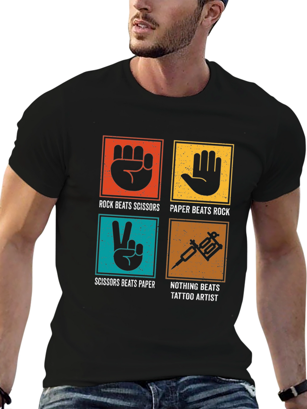 Rock Paper Scissors Tattoo Artist Graphic Tee
