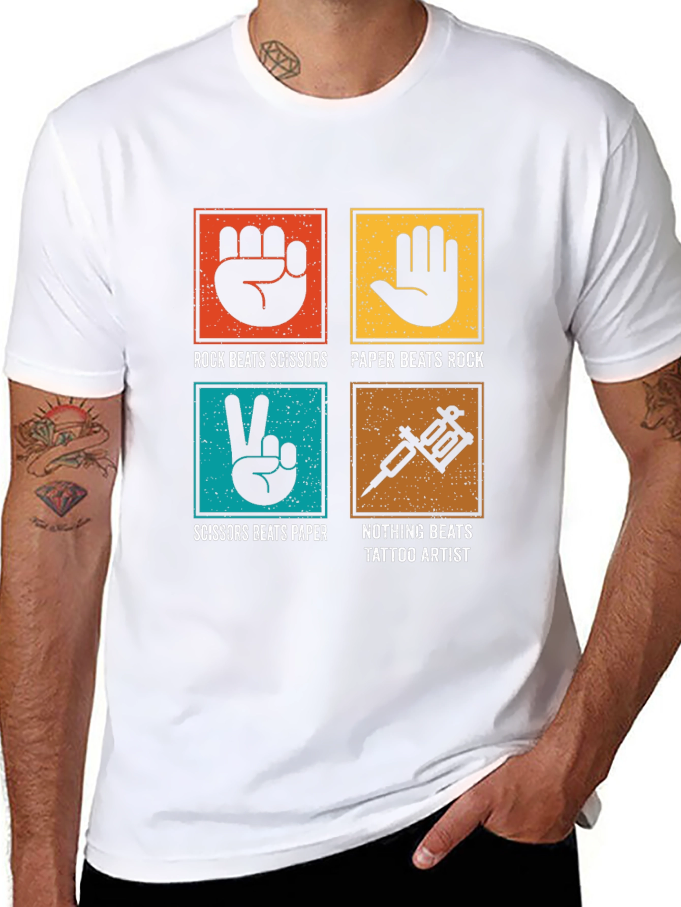 Rock Paper Scissors Tattoo Artist Graphic Tee