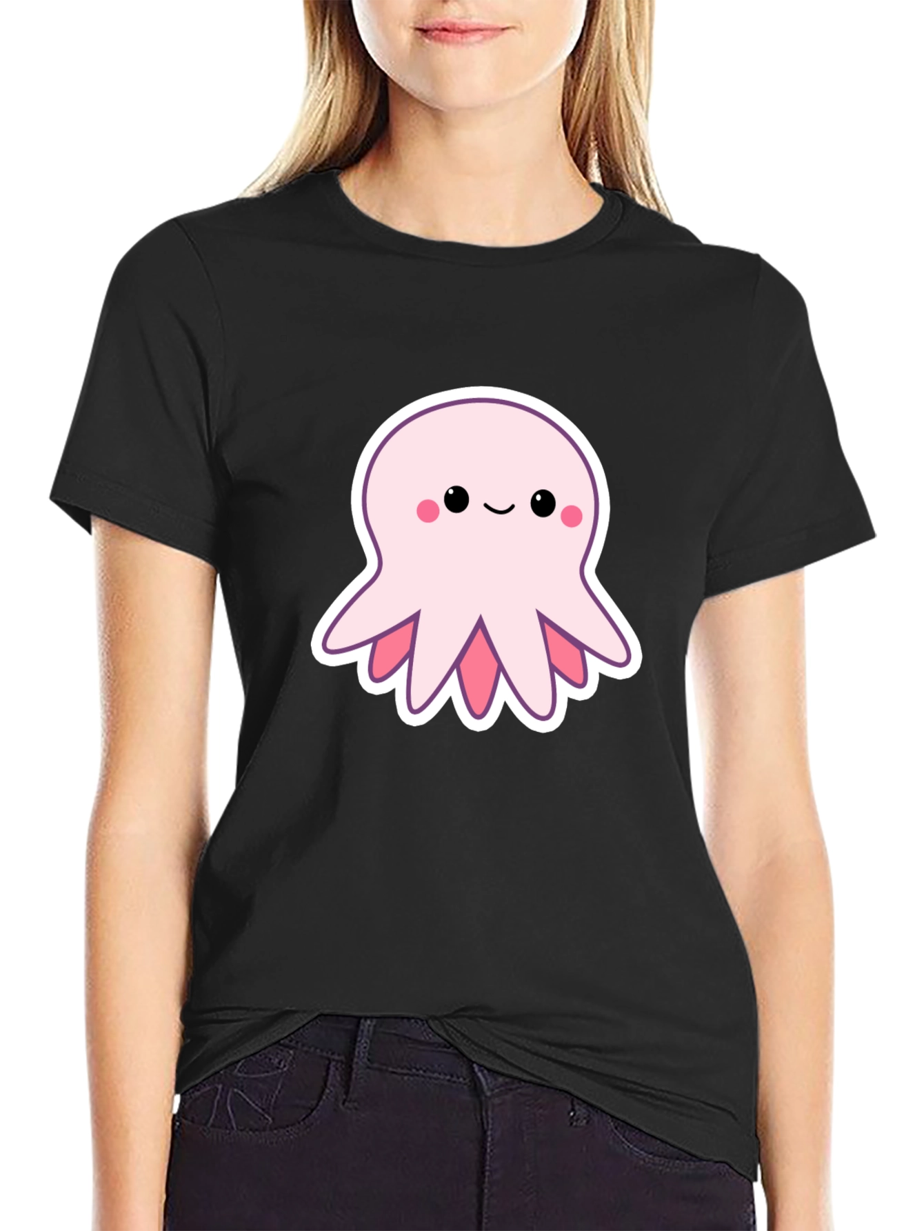 Cute Octopus Graphic Tee - Stylish Black T-Shirt