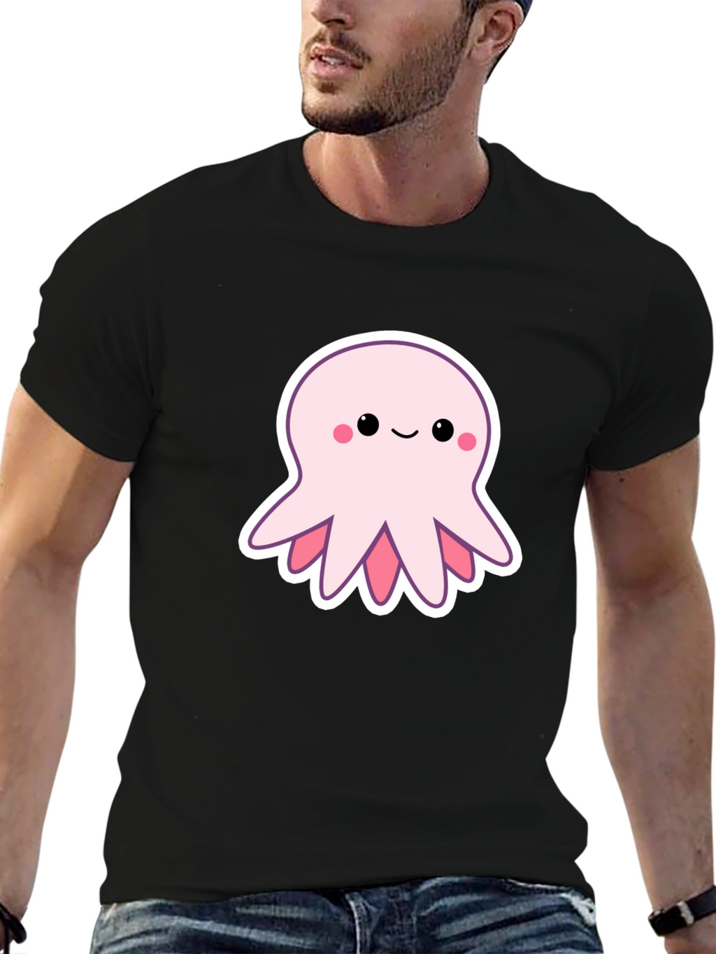 Cute Octopus Graphic Tee - Stylish Black T-Shirt
