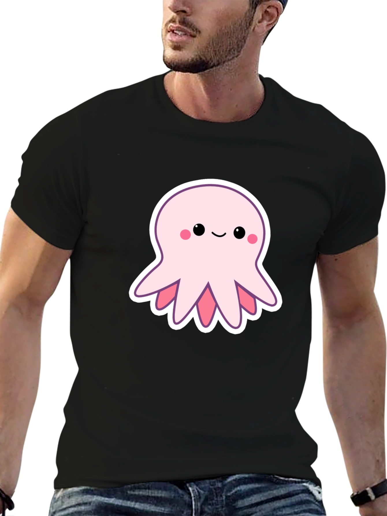 Cute Octopus Graphic Tee - Stylish Black T-Shirt
