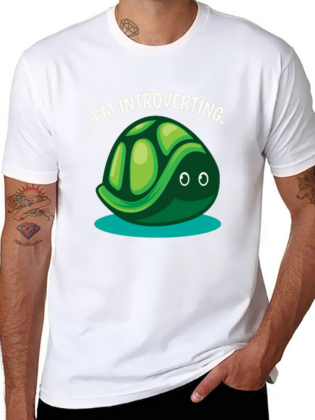 Introverting Turtle Graphic Tee - Black