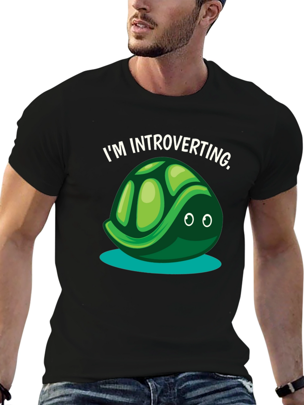 Introverting Turtle Graphic Tee - Black