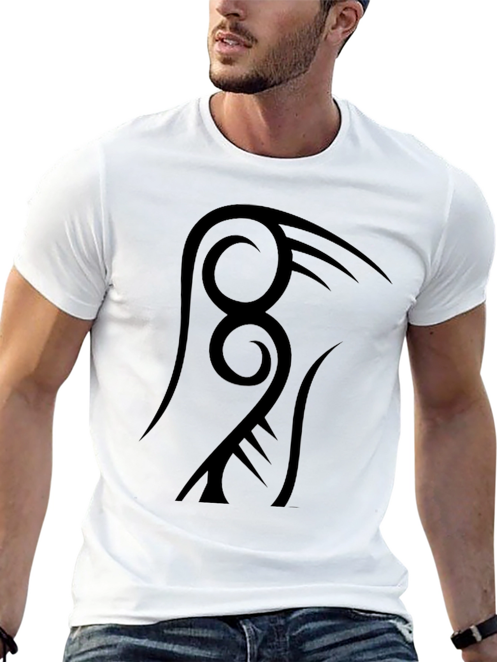 Tribal Design Black T-Shirt - Modern Casual Wear