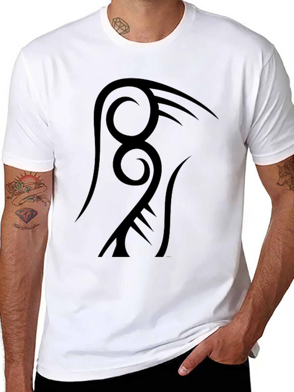 Tribal Design Black T-Shirt - Modern Casual Wear