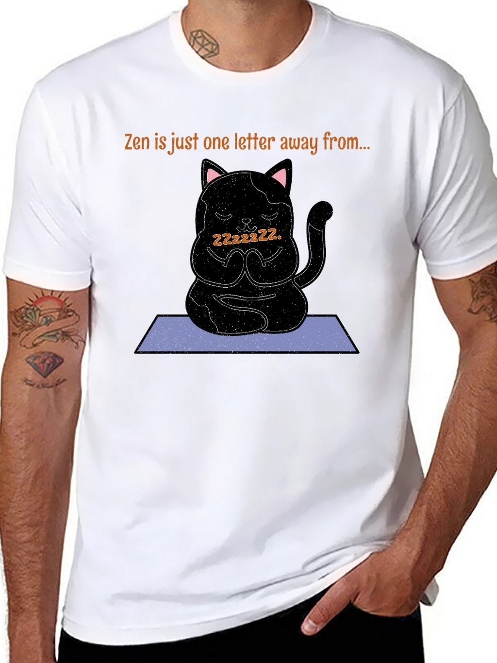 Zen Cat Nap T-Shirt - Meditating Kitten Tee