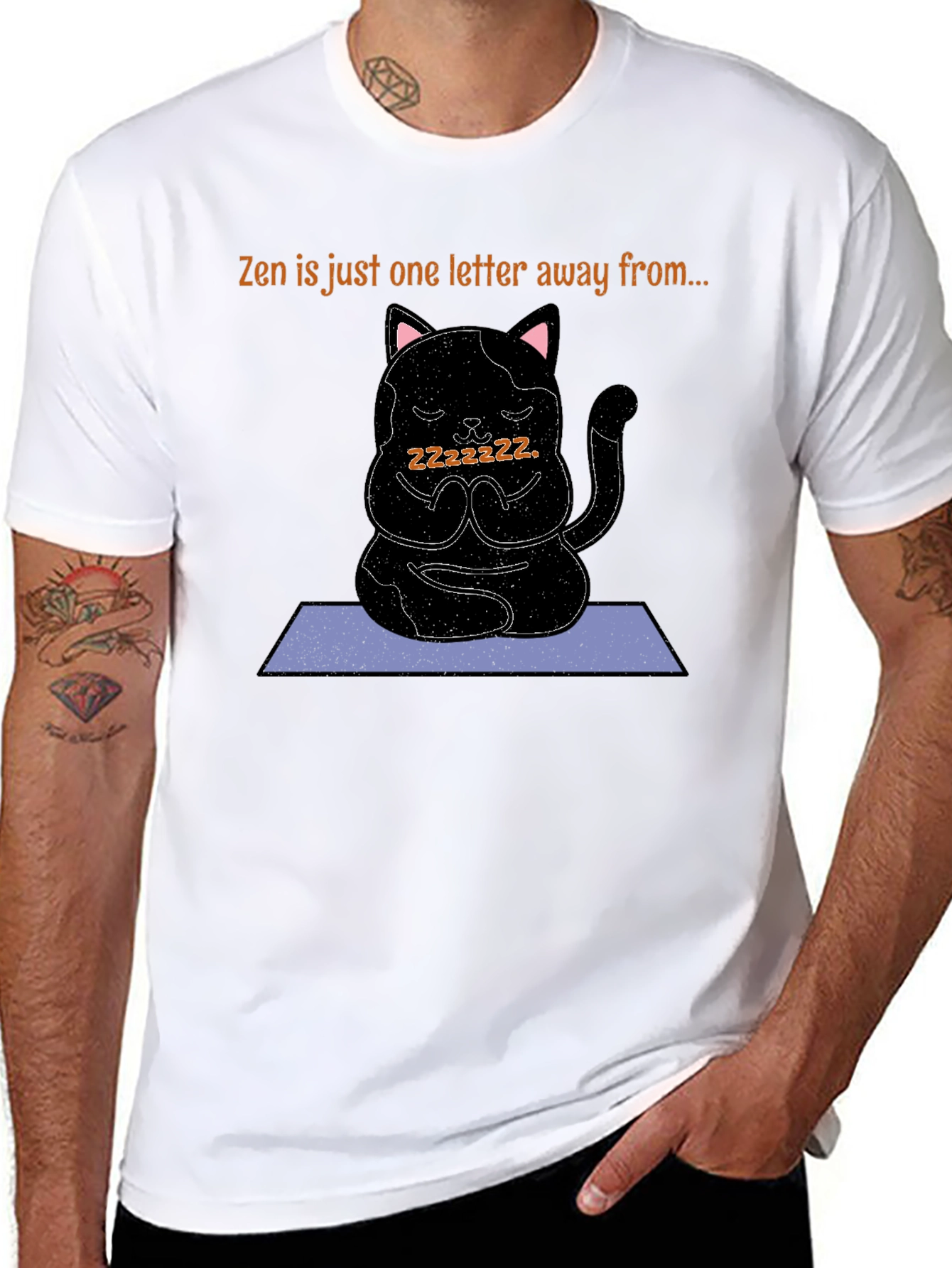 Zen Cat Nap T-Shirt - Meditating Kitten Tee