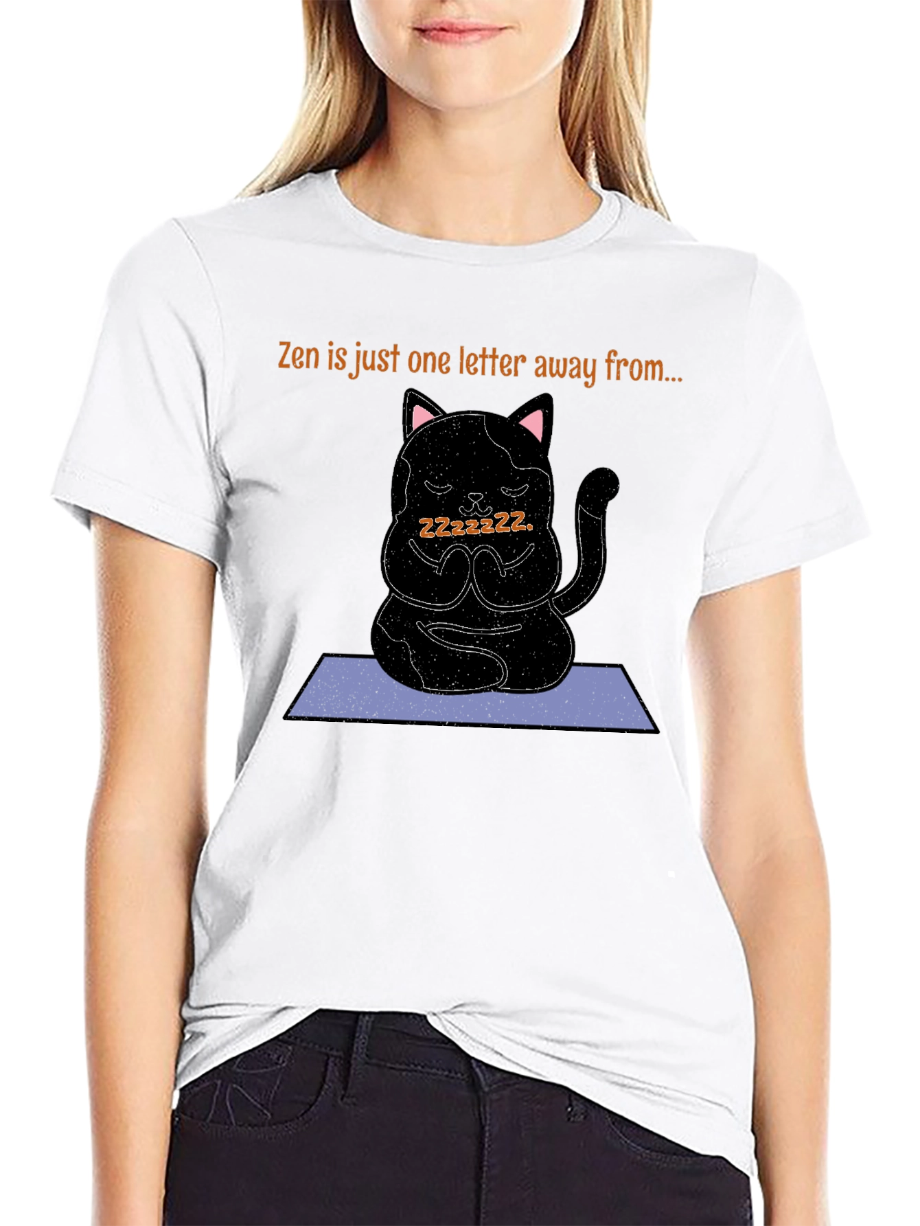 Zen Cat Nap T-Shirt - Meditating Kitten Tee