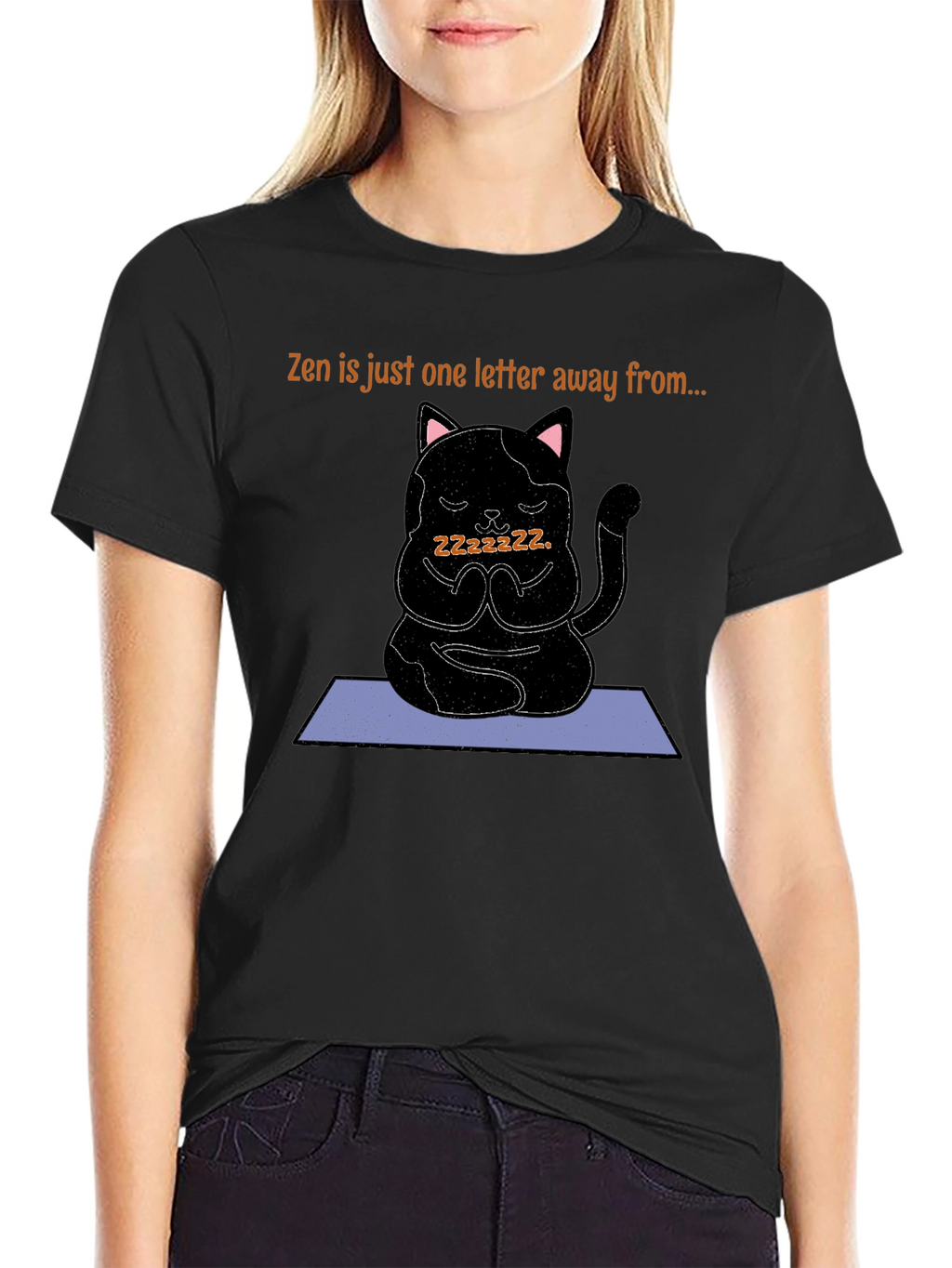 Zen Cat Nap T-Shirt - Meditating Kitten Tee