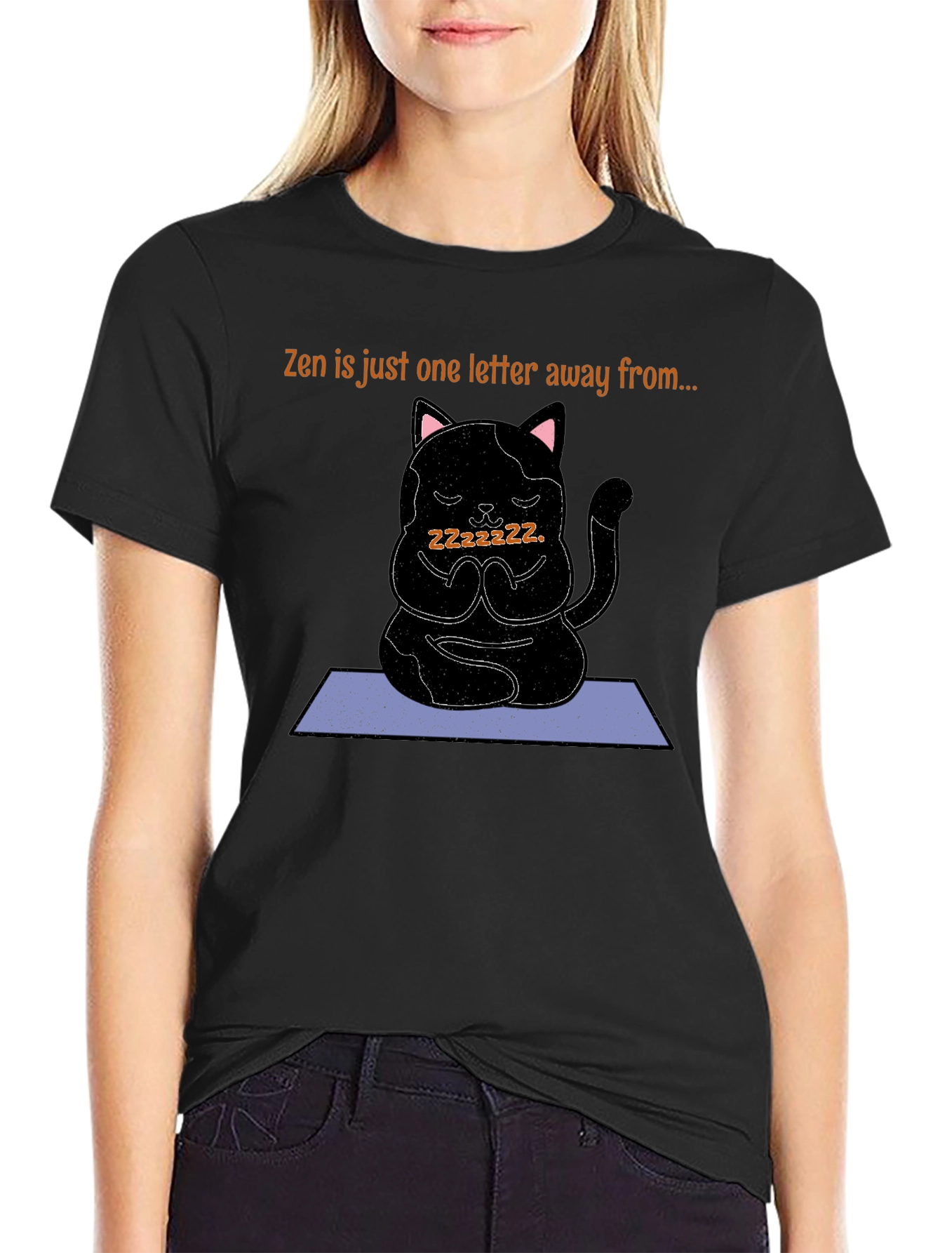 Zen Cat Nap T-Shirt - Meditating Kitten Tee