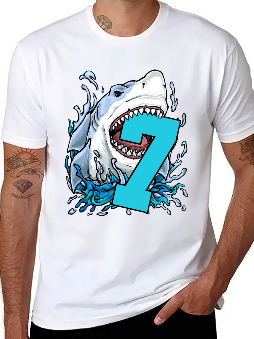 Shark Number 7 Birthday T-Shirt