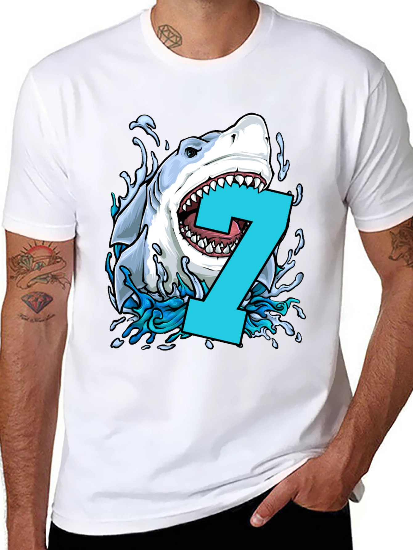 Shark Number 7 Birthday T-Shirt