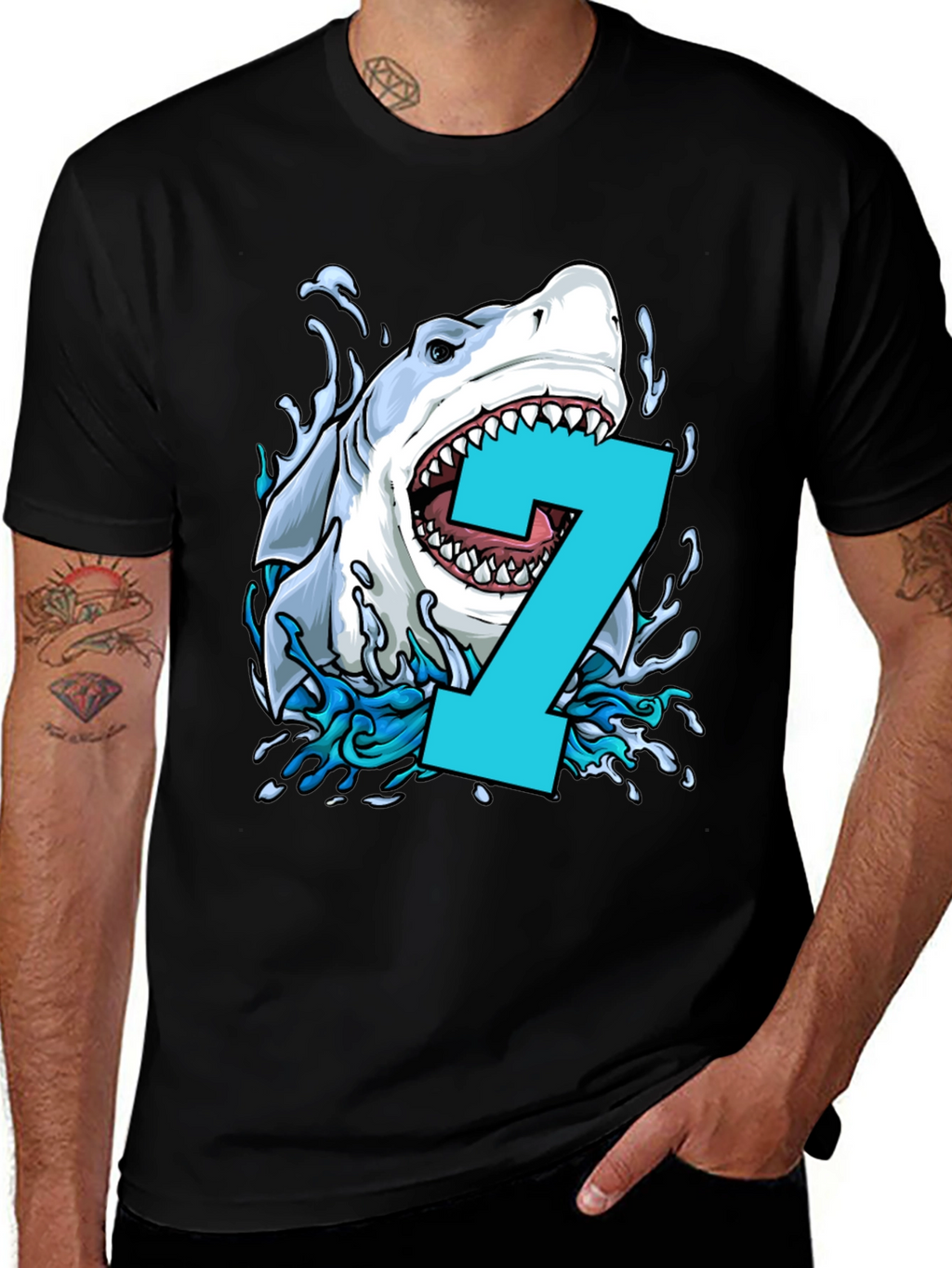 Shark Number 7 Birthday T-Shirt