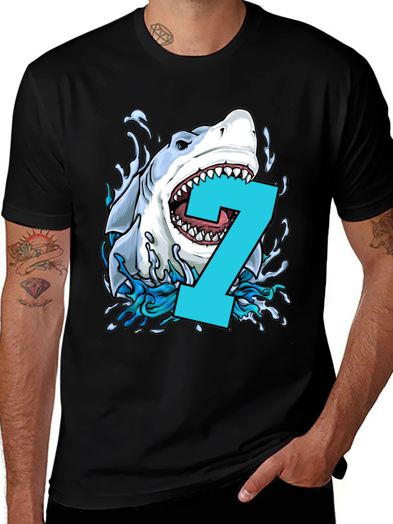 Shark Number 7 Birthday T-Shirt