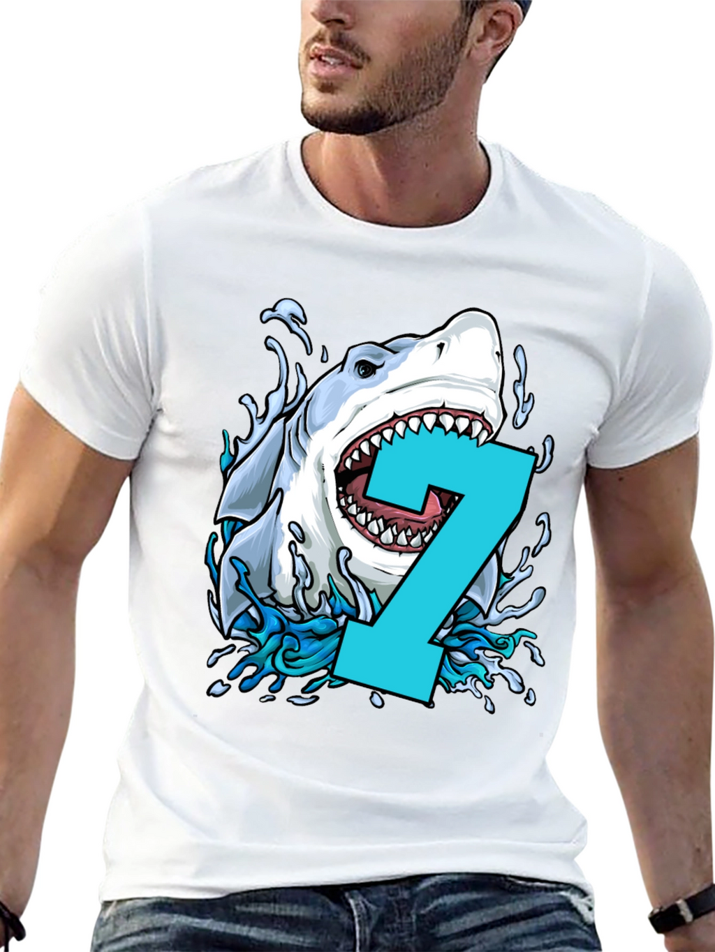 Shark Number 7 Birthday T-Shirt