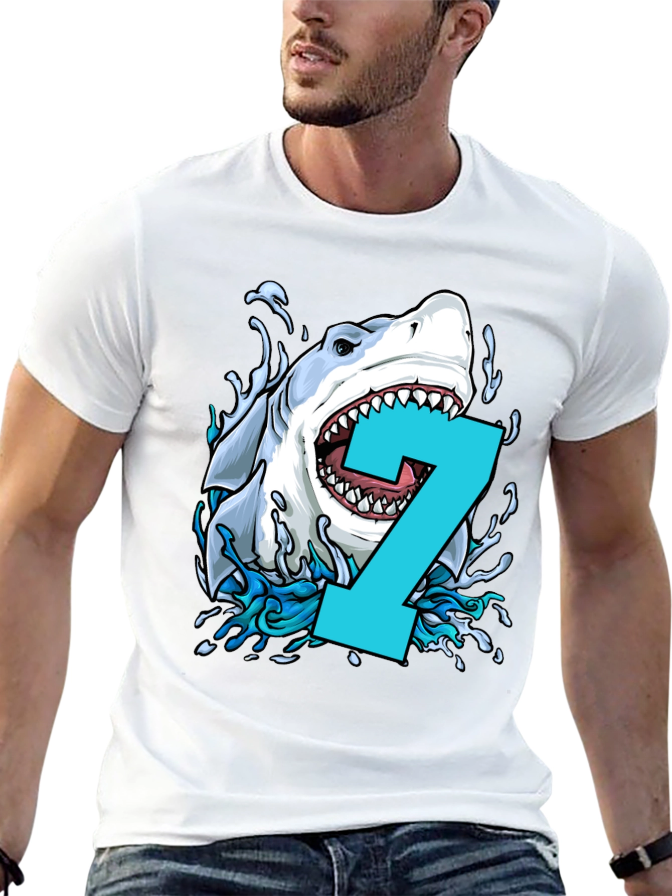 Shark Number 7 Birthday T-Shirt