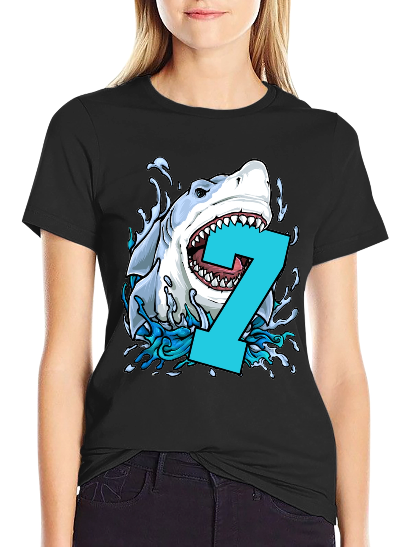 Shark Number 7 Birthday T-Shirt