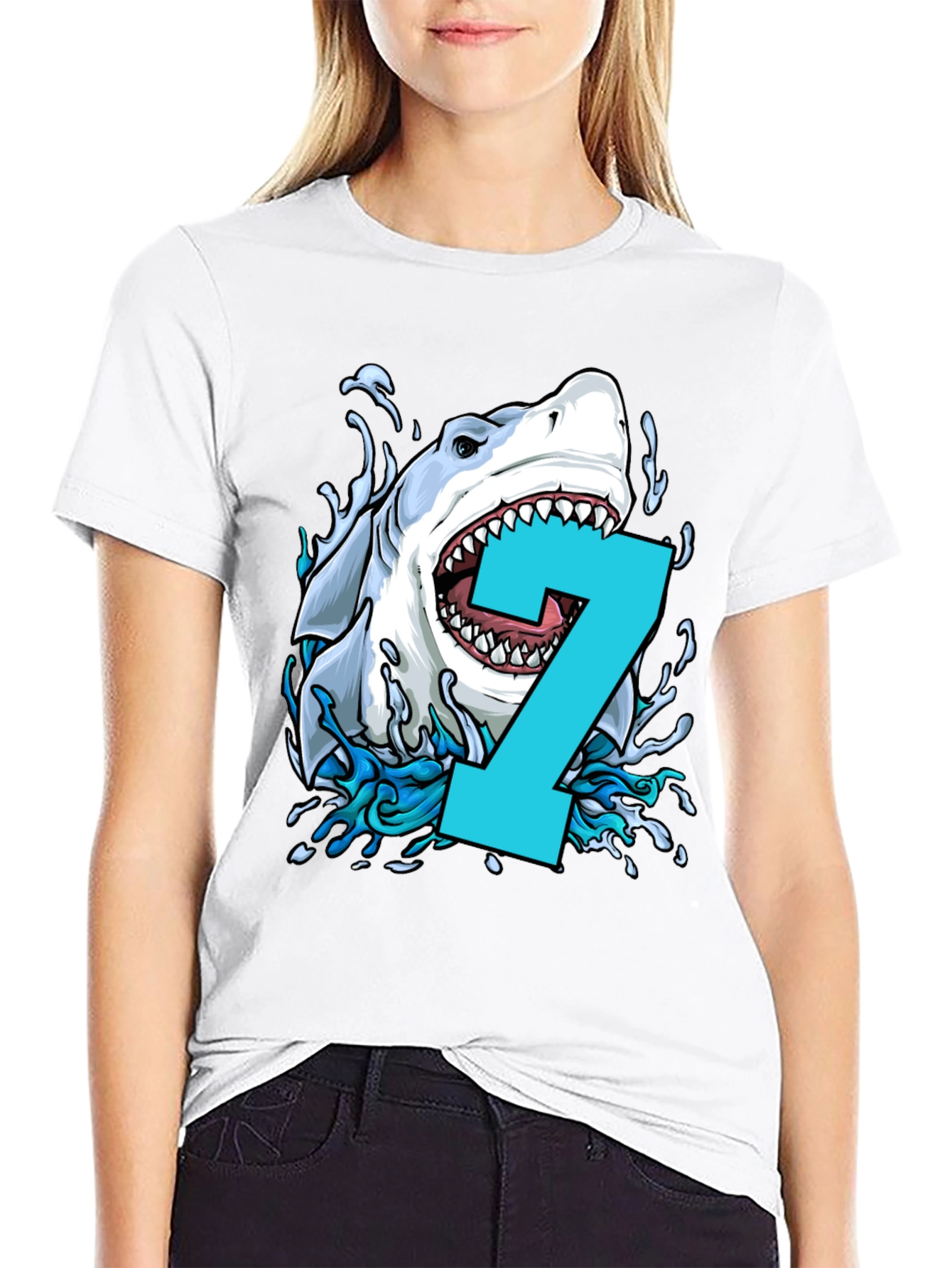 Shark Number 7 Birthday T-Shirt
