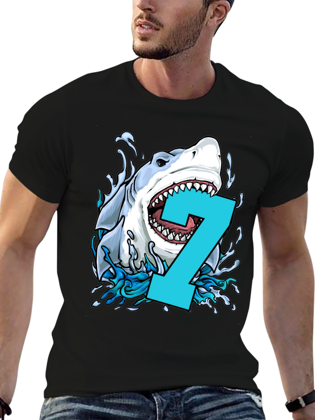 Shark Number 7 Birthday T-Shirt