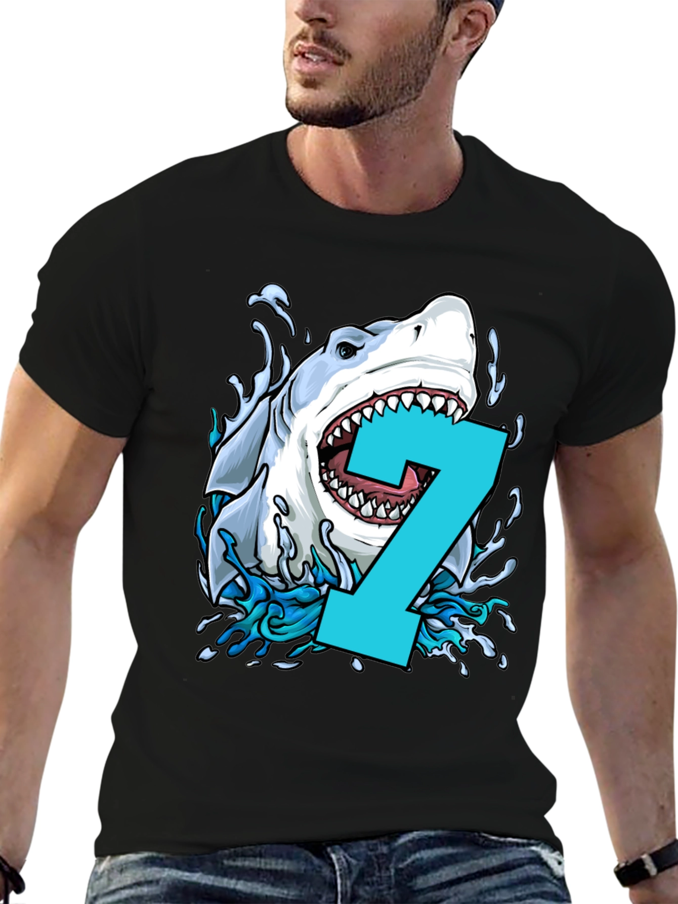 Shark Number 7 Birthday T-Shirt