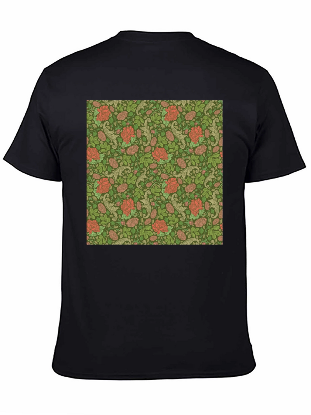 Floral Rose Print Mens Black T-Shirt