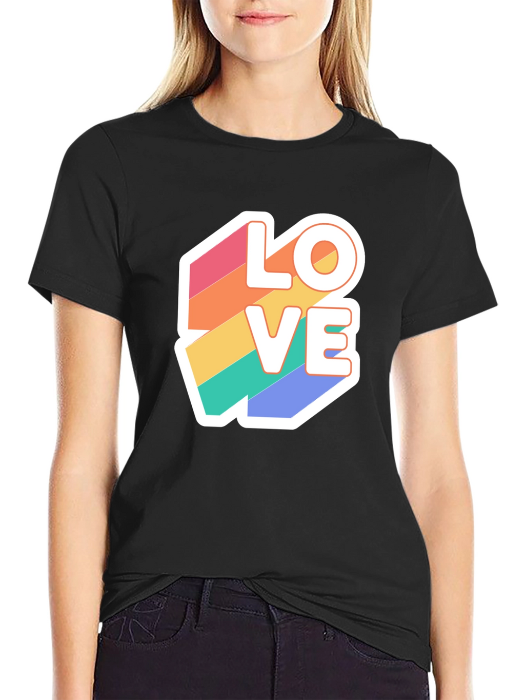 Rainbow Love Graphic T-Shirt - Black