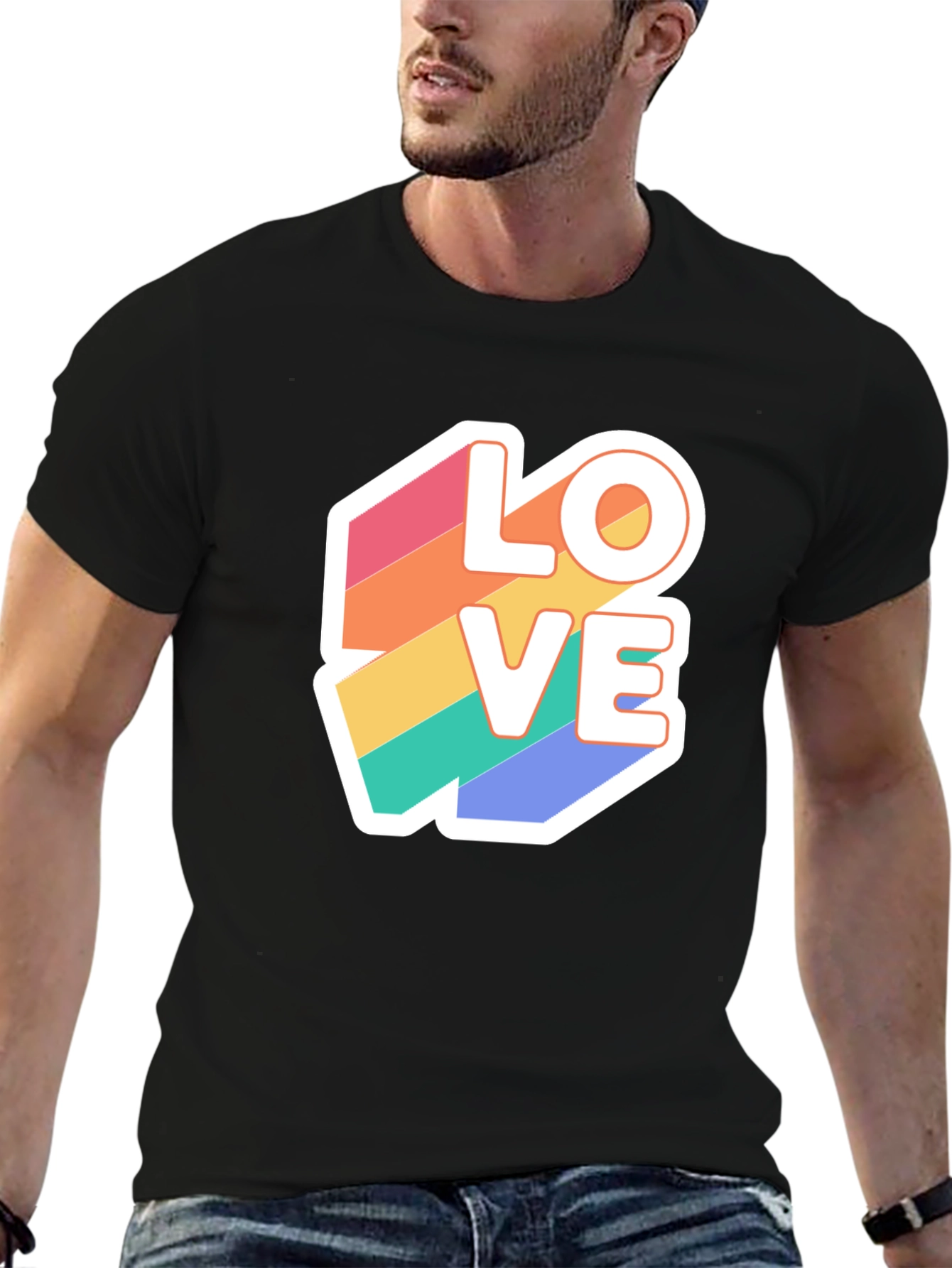 Rainbow Love Graphic T-Shirt - Black