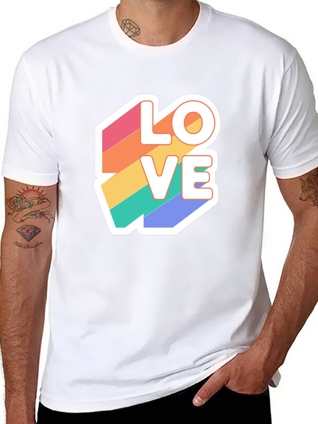 Rainbow Love Graphic T-Shirt - Black
