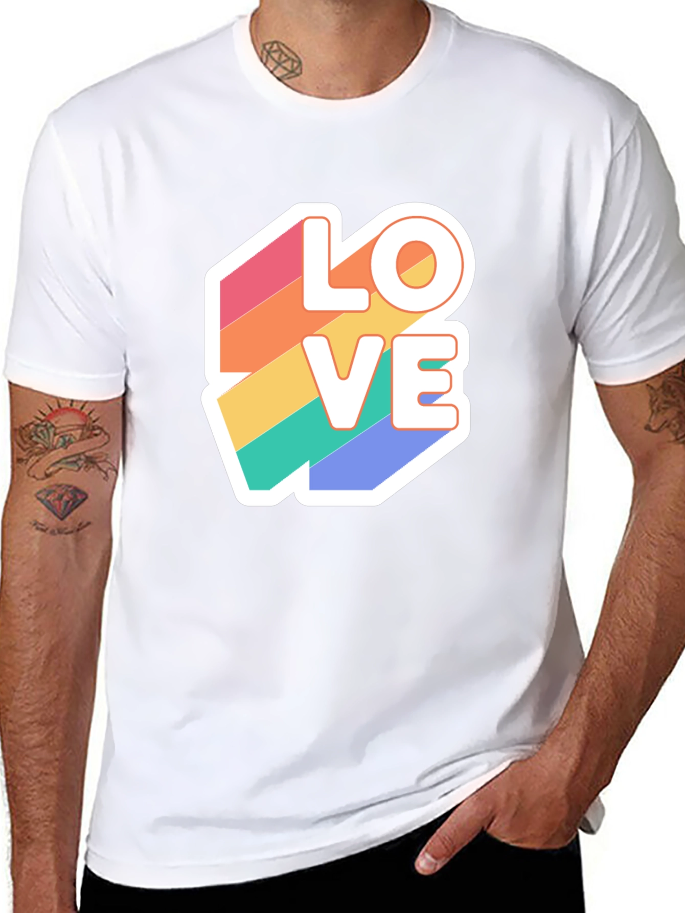 Rainbow Love Graphic T-Shirt - Black