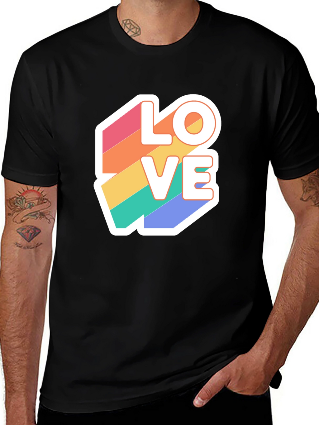 Rainbow Love Graphic T-Shirt - Black