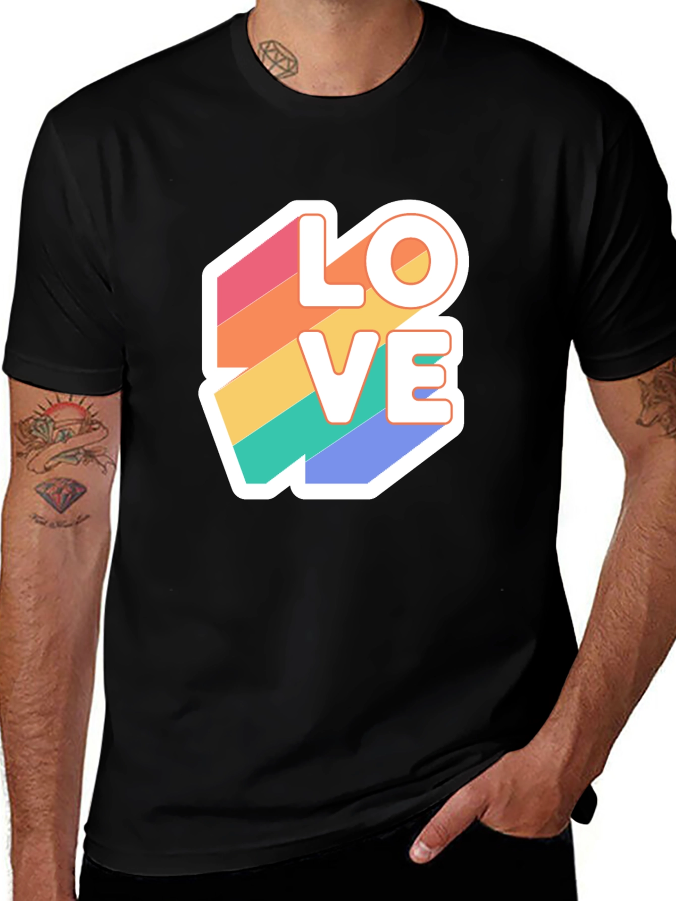 Rainbow Love Graphic T-Shirt - Black