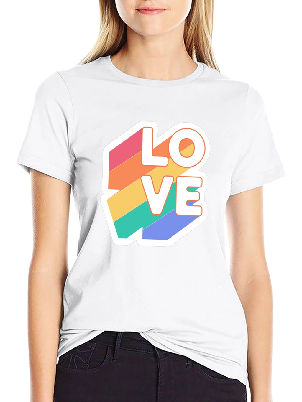 Rainbow Love Graphic T-Shirt - Black