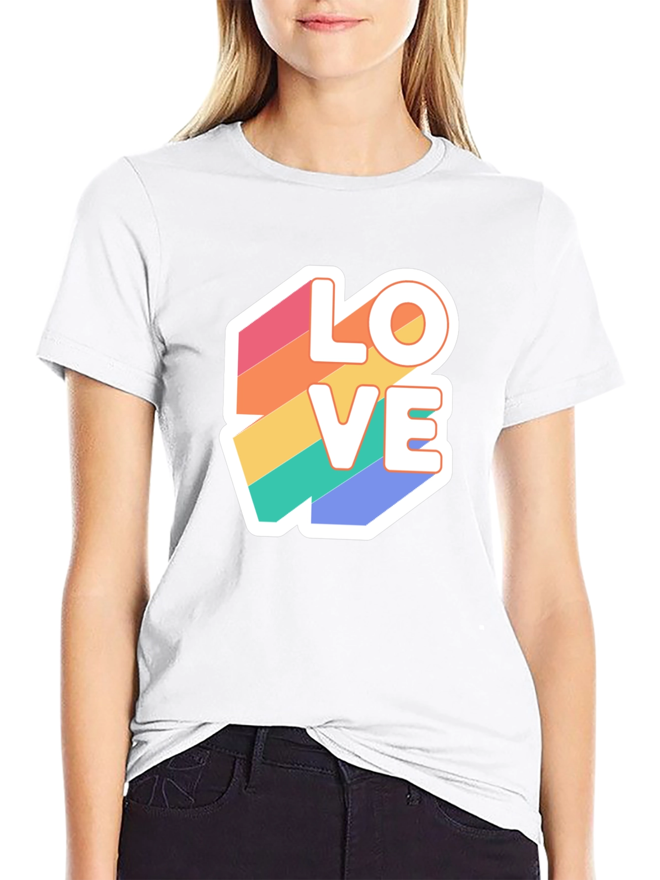 Rainbow Love Graphic T-Shirt - Black