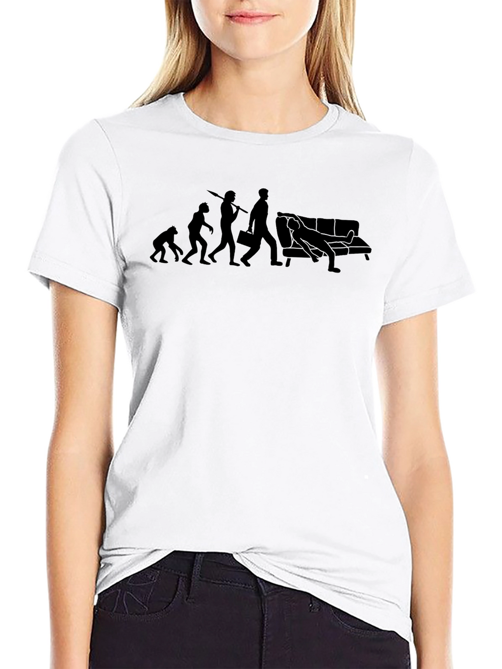 Evolution of Couch Potato T-Shirt - Black