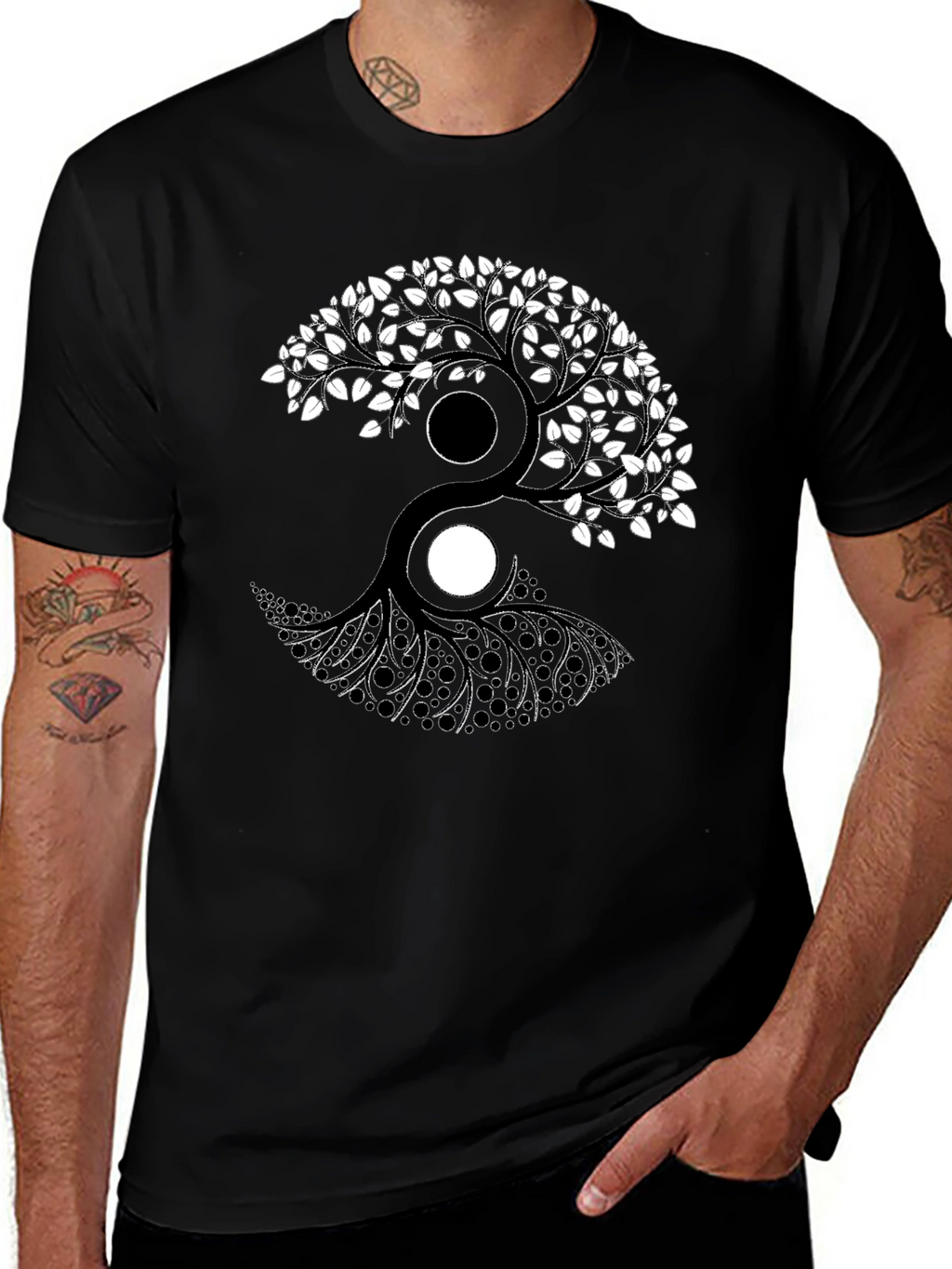 Yin Yang Tree Graphic T-Shirt - Balance & Style